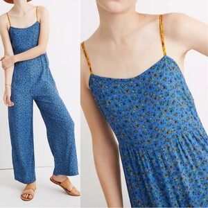 Madewell Blue Jumpsuit with Yellow Straps